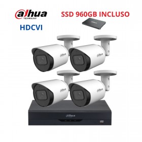 Dahua Kit videosorveglianza HDCVI - 4 Telecamere 2MP + XVR 4 canali 5MP + SSD 1TB