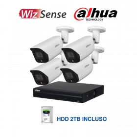 Dahua KIT VIDEOSORVEGLIANZA IP Full Color - 4 Bullet IP AI 5MP + NVR IP 8ch PoE + Hard Disk 2TB