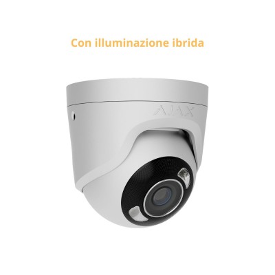 Ajax TurretCam HL 8MP bianca, telecamera IP Ottica 4mm, illuminazione ibrida AI - AJ-TURRETCAM-8-0400-HL-W 126267