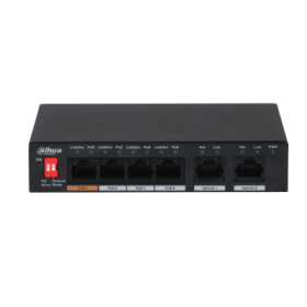 Dahua PFS3006-4ET-60-V2 - Switch Layer 2 unmanaged con 6 porte (4 PoE 10/100 Mbps 60 W + 2 uplink),capacita switching 1.8