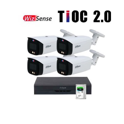 Dahua Kit videosorveglianza TIOC IP 5MP - 4 Telecamere bullet TIOC 5MP + NVR IP PoE 8 canali 8MP + HDD 2TB