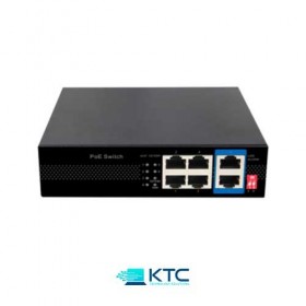 Switch di rete 4 porte PoE+ 100Mbps con opzione Long Distance fino a 250m - KTC-SWITCH-4CH-POE