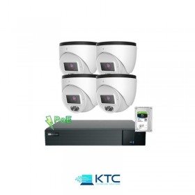 Kit videosorveglianza PoE, NVR 8CH + 8PoE + 4 Telecamere Dome 4MP 2.8mm + HDD 1TB - KTC-KITVIDEODOME